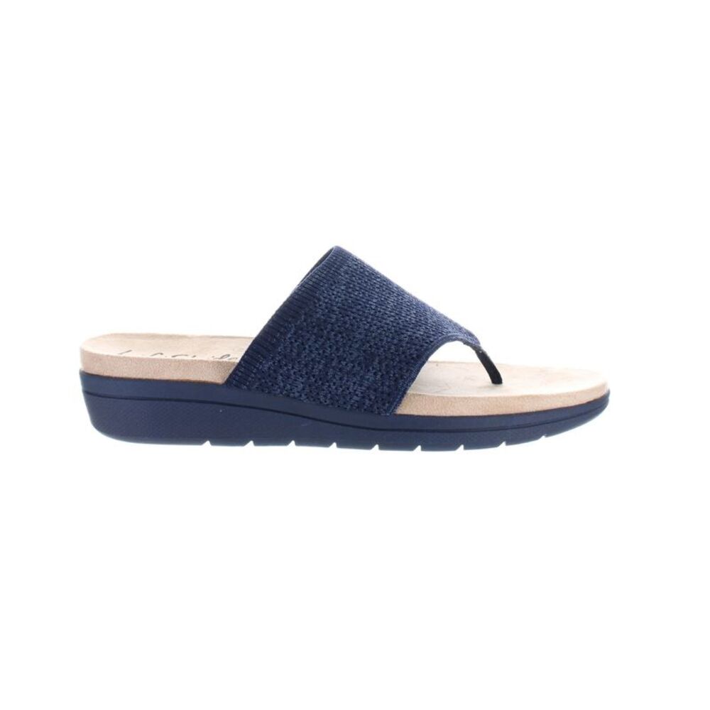 Life Stride Navy Blue Woven Toe-Post Slide Sandals